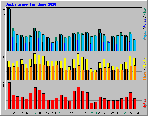 Daily usage for June 2020